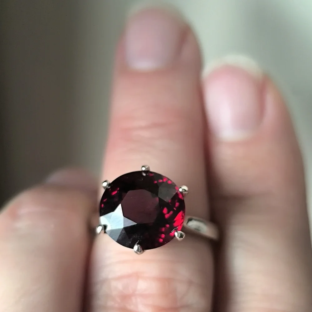 Stunning Top-Grade Natural Rhodolite Raspberry Garnet In Sterling Silver Ring - Picture 5 of 10